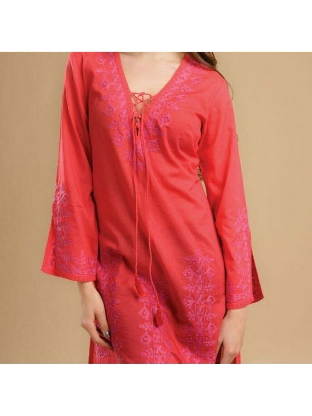 Cotton Hand-Embroidered and Tie Laced Tunic